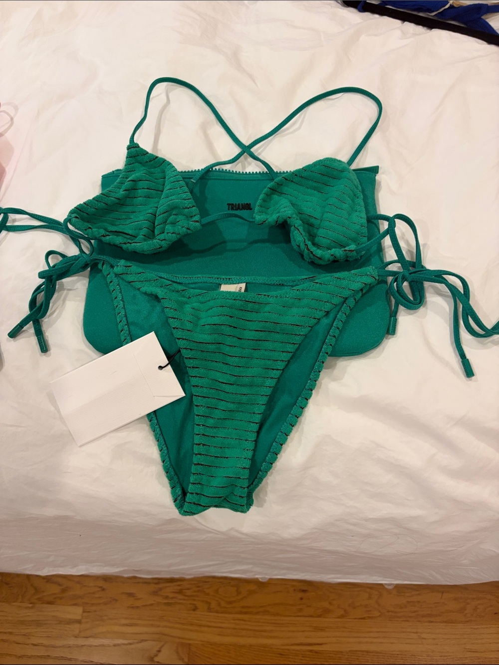triangl swimwear Green Ribbed Tie-Side Bikini